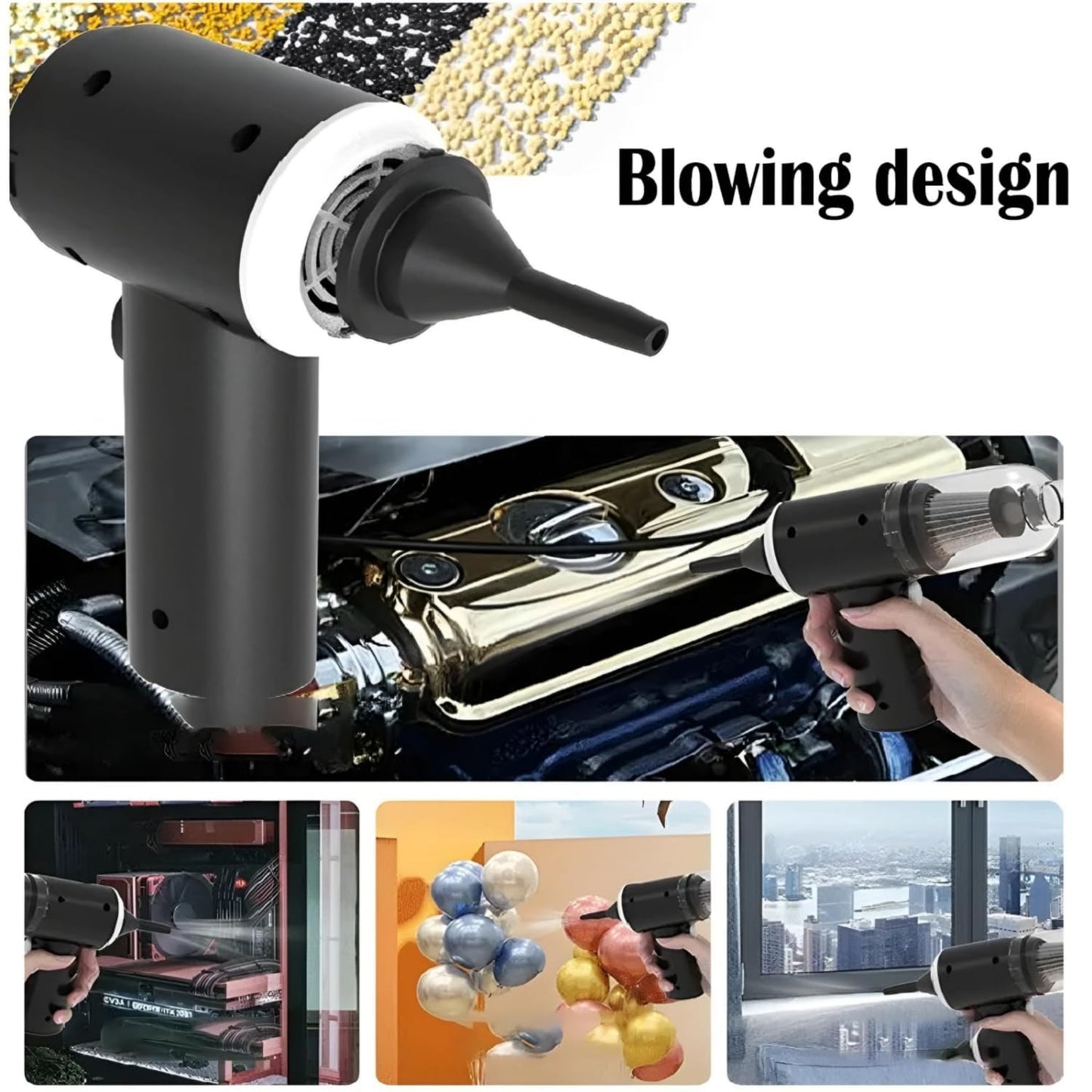 3-in-1 Portable Electric Nail Drill & Wireless Vacuum Cleaner 120W High-Power Rechargeable Dust Collector for Home & Car